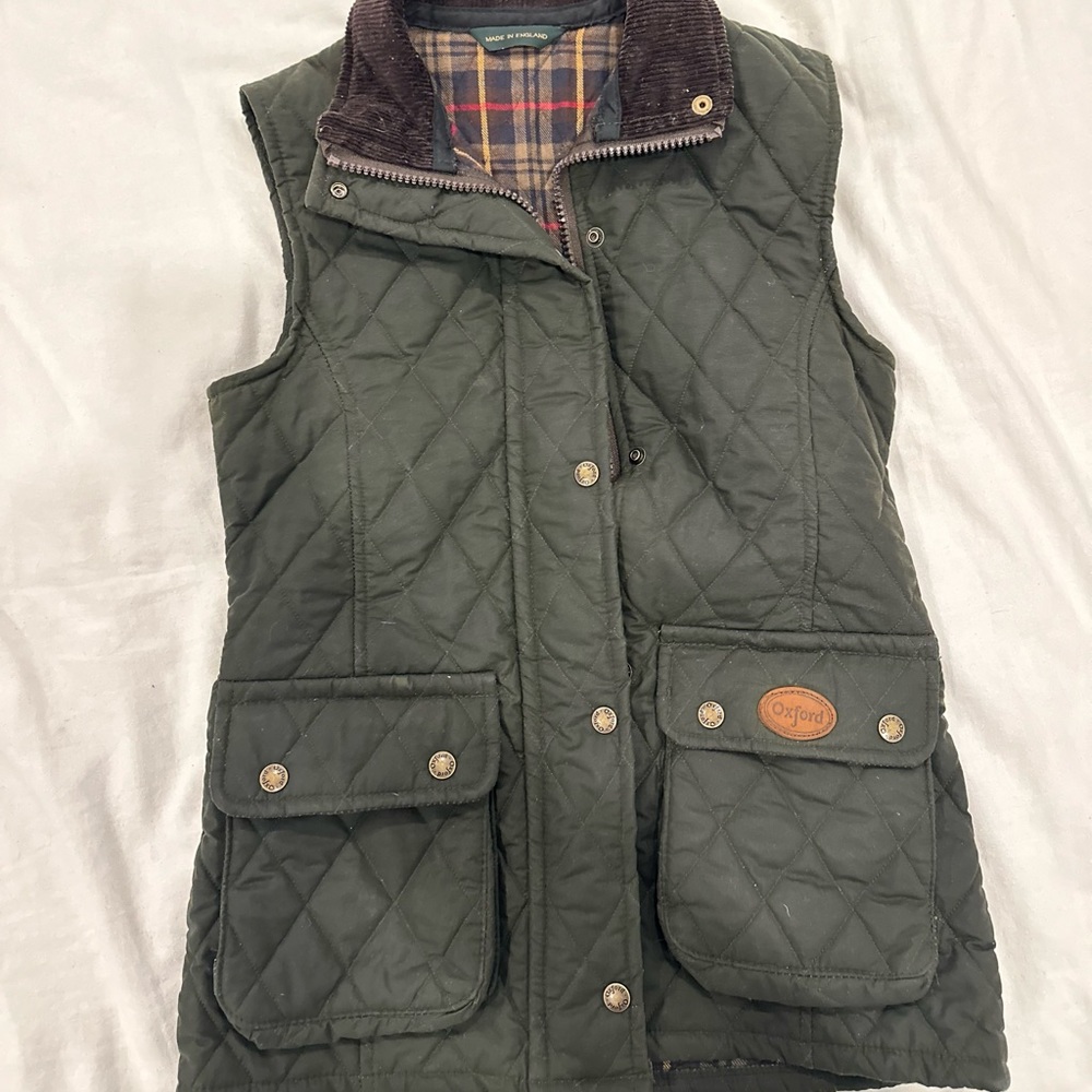 Oxford blue quilted gilet vest in hunter green